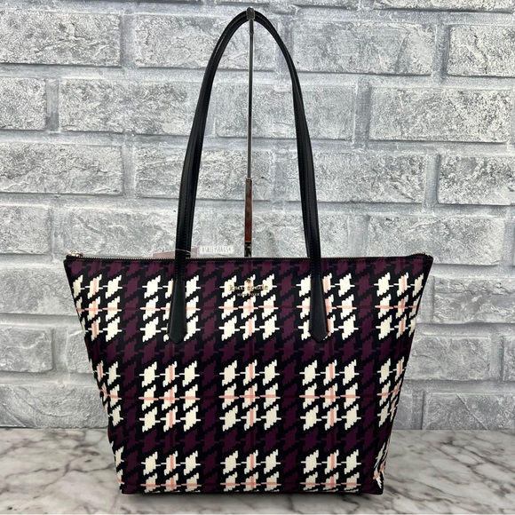 kate spade Handbags - Kate Spade Kitt Houndstooth Multi Print Large Shoulder Bag Tote
